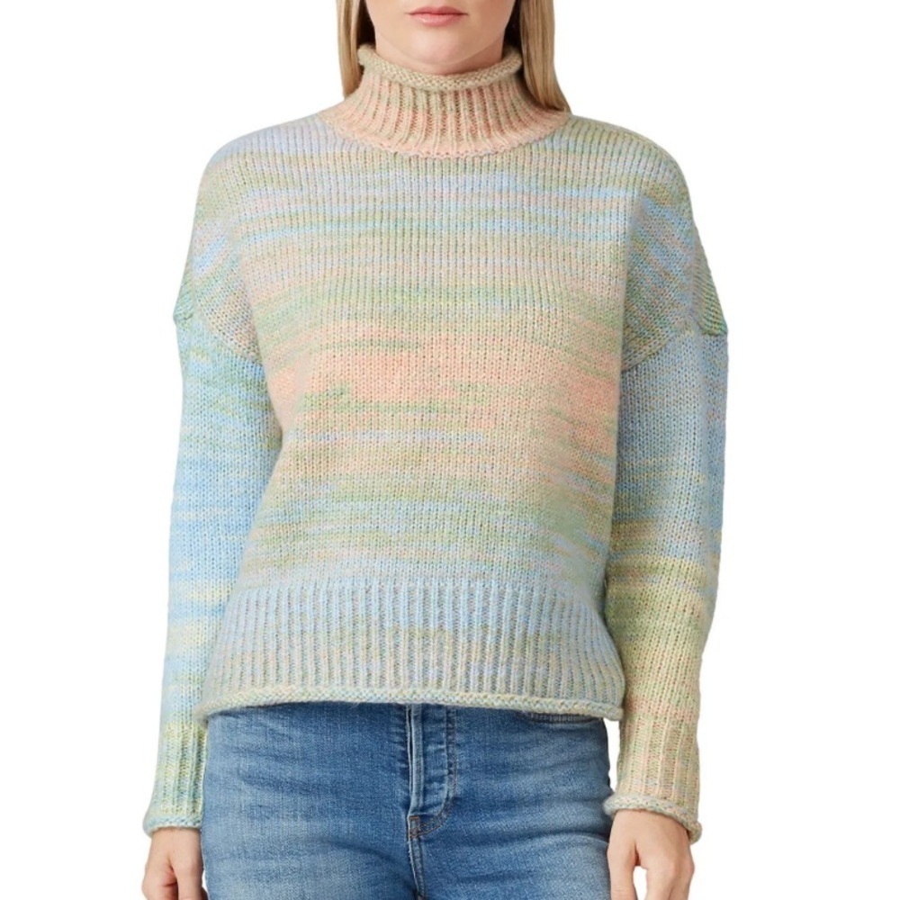 Anthropologie 525 America Space-Dye Mock-Neck Pastel Multicoloured Sweater